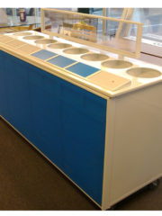 Recycle cabinet blue white finish